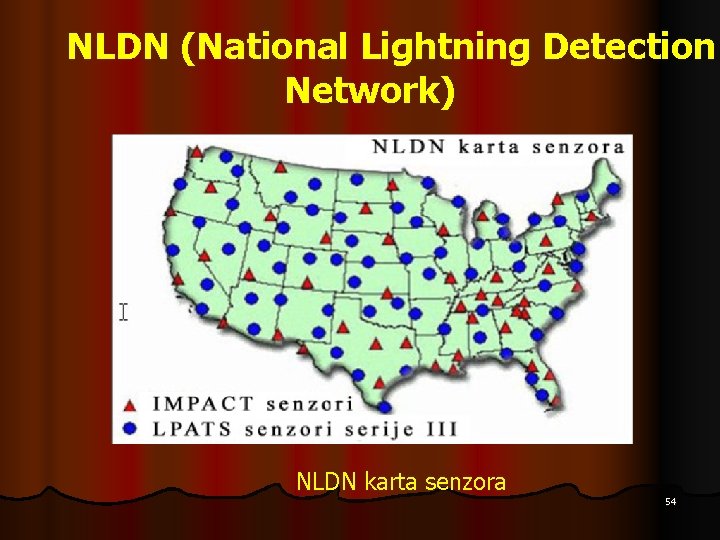 NLDN (National Lightning Detection Network) NLDN karta senzora 54 