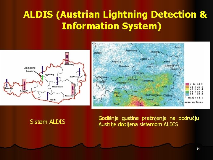 ALDIS (Austrian Lightning Detection & Information System) Sistem ALDIS Godišnja gustina pražnjenja na području