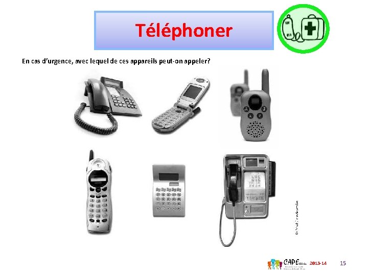 Téléphoner En cas d’urgence, avec lequel de ces appareils peut-on appeler? 2013 -14 15