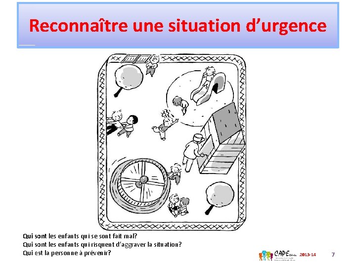 Reconnaître une situation d’urgence Qui sont les enfants qui se sont fait mal? Qui