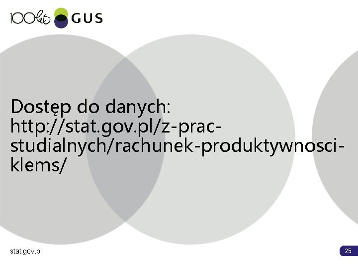 Dostęp do danych: http: //stat. gov. pl/z-pracstudialnych/rachunek-produktywnosciklems/ stat. gov. pl 25 