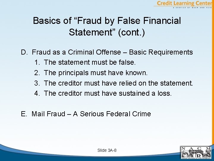 Financial Statement Analysis I Appendix 3 A NACM