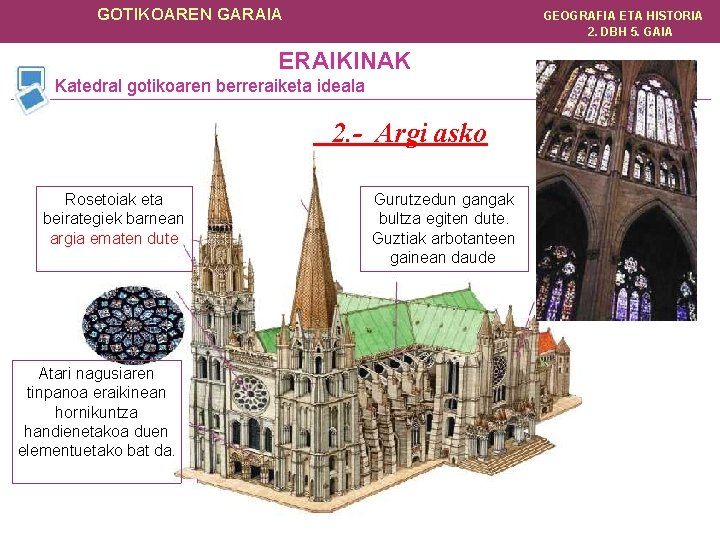 GOTIKOAREN GARAIA GEOGRAFIA ETA HISTORIA 2. DBH 5. GAIA ERAIKINAK Katedral gotikoaren berreraiketa ideala