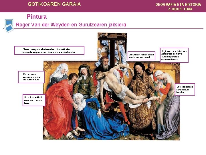 GOTIKOAREN GARAIA GEOGRAFIA ETA HISTORIA 2. DBH 5. GAIA Pintura Roger Van der Weyden-en