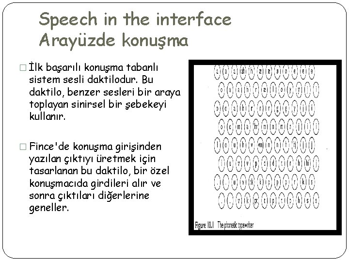 Speech in the interface Arayüzde konuşma � İlk başarılı konuşma tabanlı sistem sesli daktilodur.