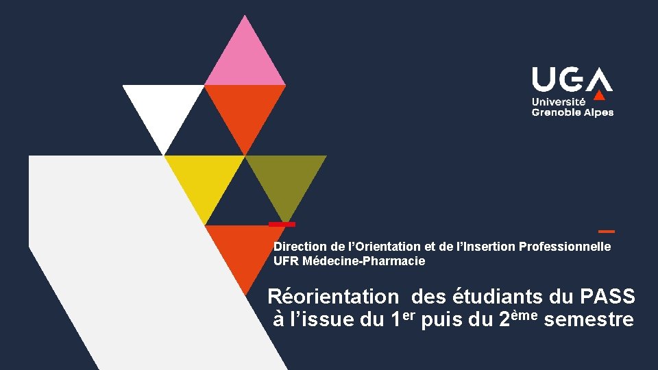 Direction de l’Orientation et de l’Insertion Professionnelle UFR Médecine-Pharmacie Réorientation des étudiants du PASS