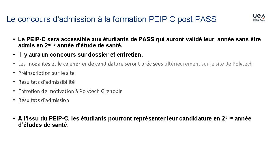 Le concours d’admission à la formation PEIP C post PASS • Le PEIP-C sera