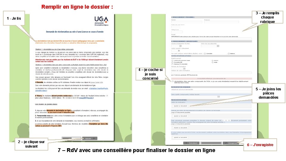 Remplir en ligne le dossier : 3 – Je remplis chaque rubrique 1 -