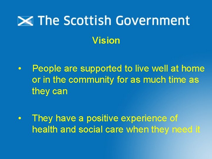 Vision • People are supported to live well at home or in the community