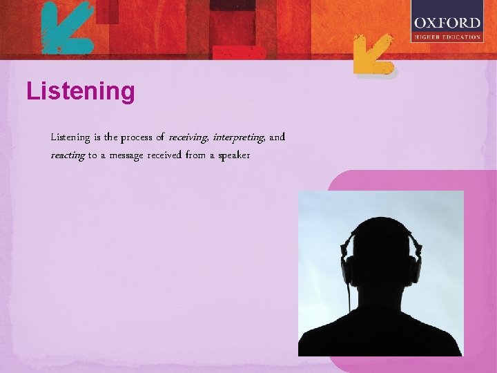 Listening is the process of receiving, interpreting, and reacting to a message received from