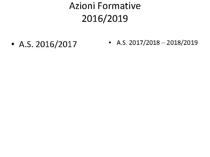 Azioni Formative 2016/2019 • A. S. 2016/2017 • A. S. 2017/2018 – 2018/2019 