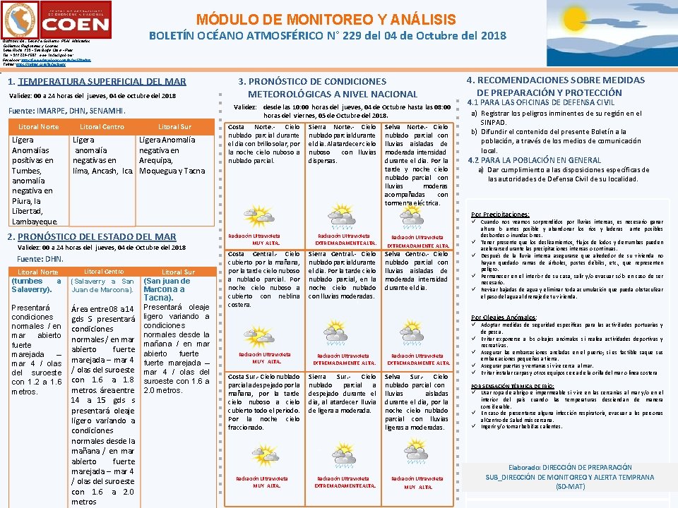 r MÓDULO DE MONITOREO Y ANÁLISIS Distribución: Casa de Gobierno, PCM, Ministerios, Gobiernos Regionales