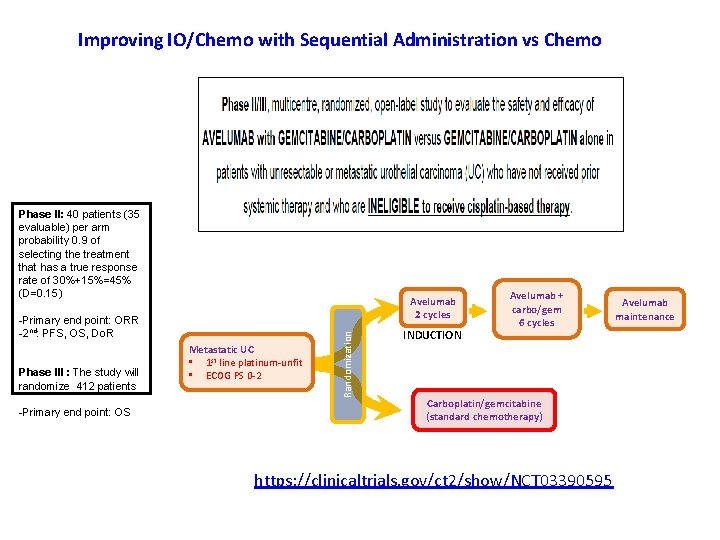 Improving IO/Chemo with Sequential Administration vs Chemo Phase II: 40 patients (35 evaluable) per