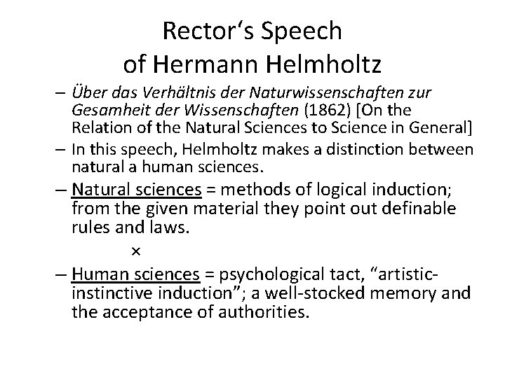 Rector‘s Speech of Hermann Helmholtz – Über das Verhältnis der Naturwissenschaften zur Gesamheit der