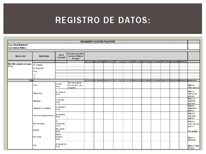 REGISTRO DE DATOS: 