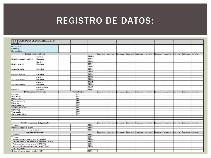 REGISTRO DE DATOS: 