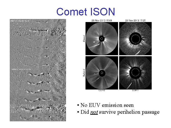 Comet ISON • No EUV emission seen • Did not survive perihelion passage 
