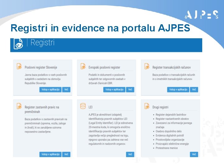 Registri in evidence na portalu AJPES 
