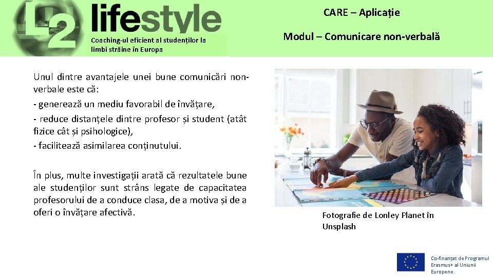 CARE– –Application Aplicație Coaching-ul eficient al studenților la limbi străine în Europa Module Modul––Non-verbal