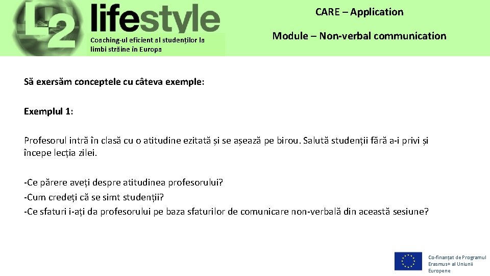 CARE – Application Coaching-ul eficient al studenților la limbi străine în Europa Module –