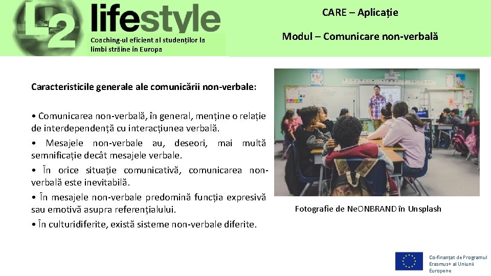 CARE– –Application Aplicație Coaching-ul eficient al studenților la limbi străine în Europa Module Modul––Non-verbal