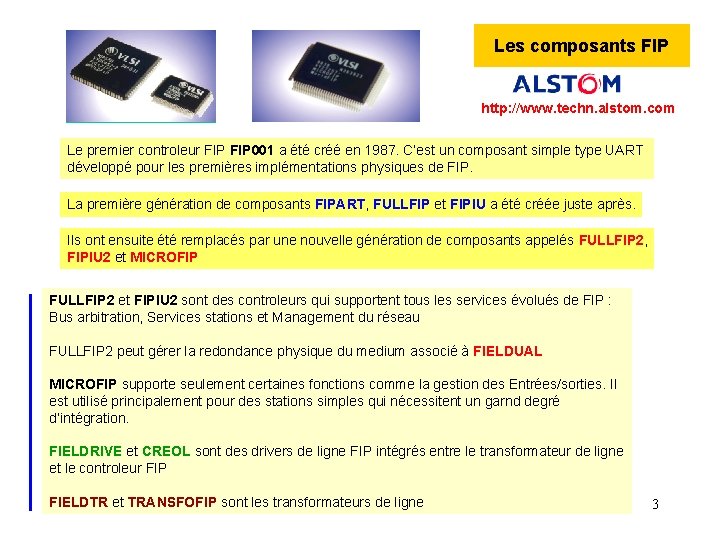 Les composants FIP http: //www. techn. alstom. com Le premier controleur FIP 001 a