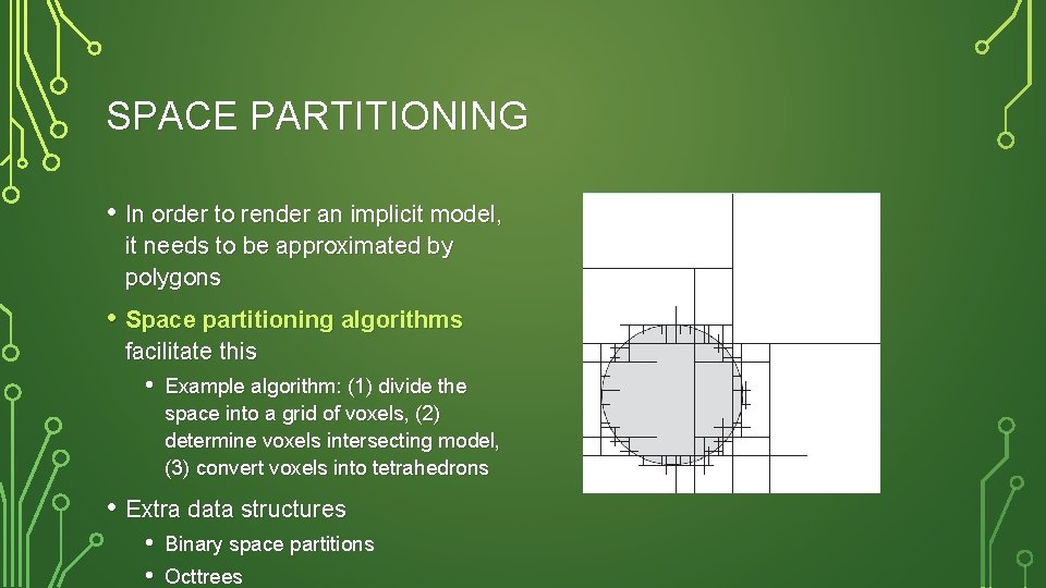 SPACE PARTITIONING • In order to render an implicit model, it needs to be