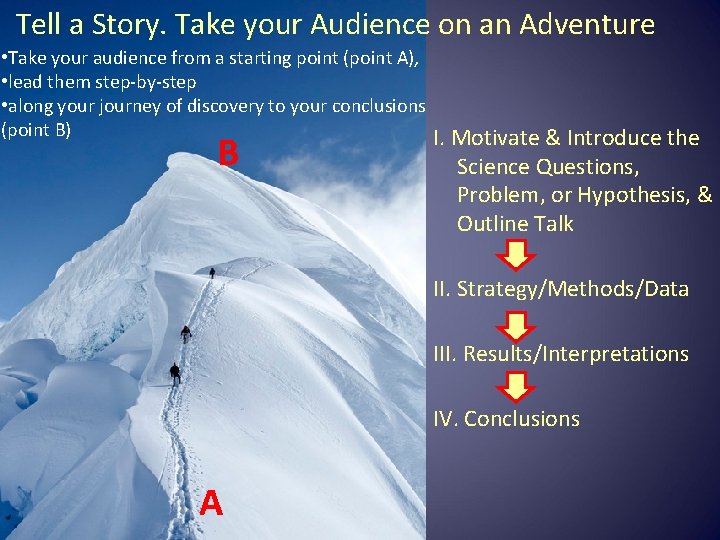 Tell a Story. Take your Audience on an Adventure • Take your audience from