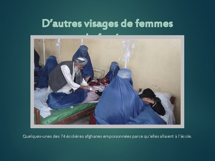 D’autres visages de femmes bafouées Quelques-unes des 74 écolières afghanes empoisonnées parce qu’elles allaient