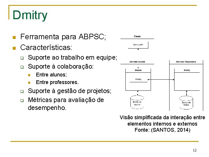 Dmitry n n Ferramenta para ABPSC; Características: q q Suporte ao trabalho em equipe;