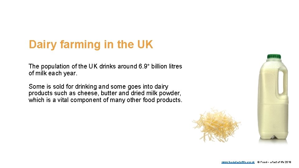 Dairy farming in the UK The population of the UK drinks around 6. 9*