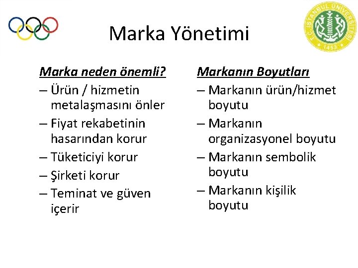 Marka Yönetimi Marka neden önemli? – Ürün / hizmetin metalaşmasını önler – Fiyat rekabetinin