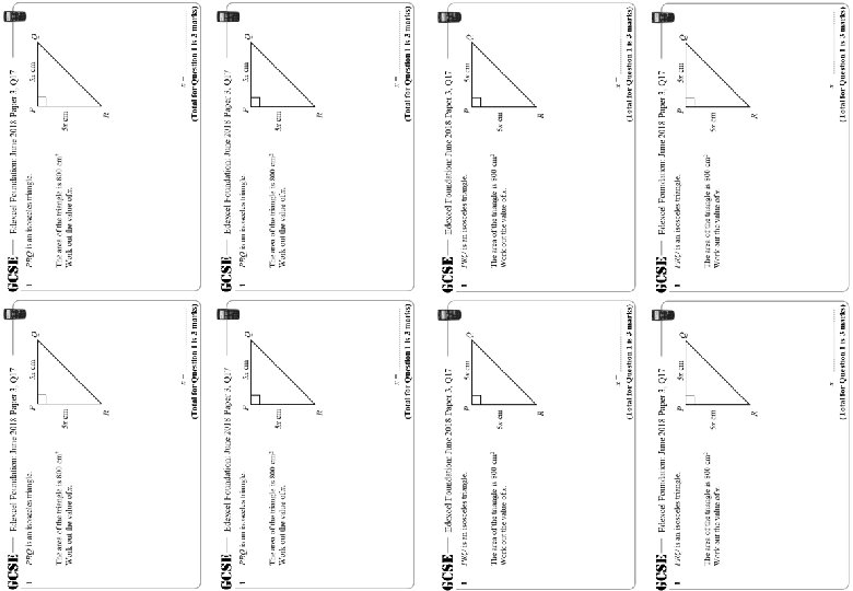 Area of a Triangle Foundation GCSE Questions These