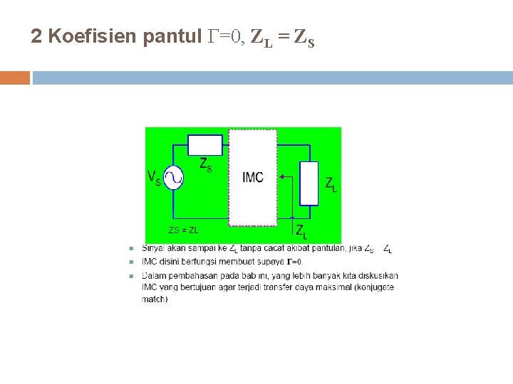 2 Koefisien pantul Γ=0, ZL = ZS 