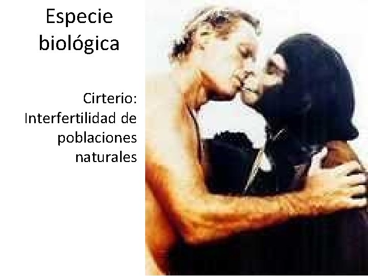 Especie biológica Cirterio: Interfertilidad de poblaciones naturales 