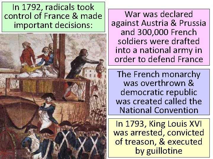 In 1792, radicals took War was declared control of France & made against Austria