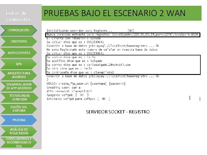 Índice de Contenidos PRUEBAS BAJO EL ESCENARIO 2 WAN INTRODUCIÓN OBJETIVOS ANTECEDENTES GPS ARQUITECTURA