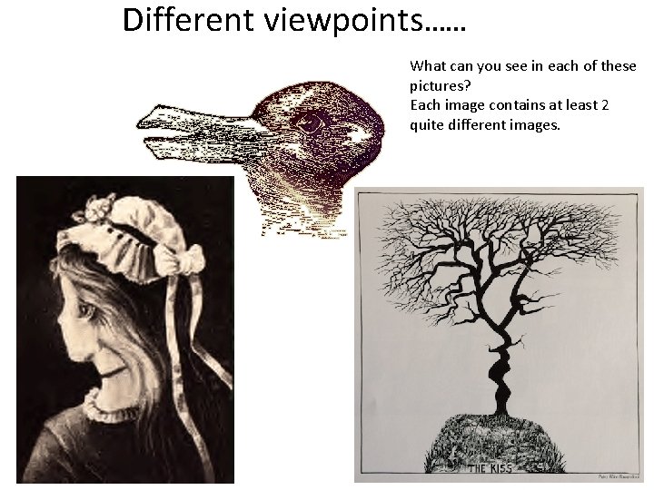 Different viewpoints…… What can you see in each of these pictures? Each image contains