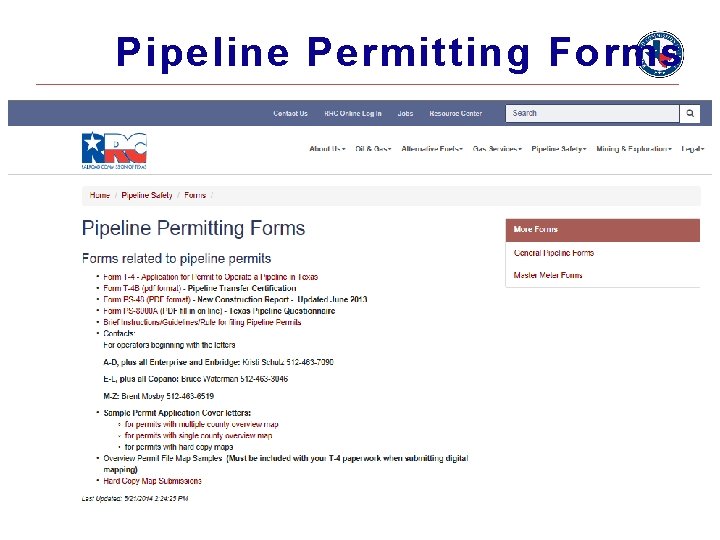 Pipeline Permitting Forms Pipeline Permitting Forms