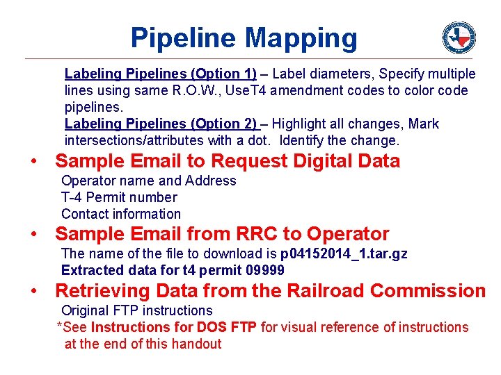 Pipeline Mapping Labeling Pipelines (Option 1) – Label diameters, Specify multiple lines using same Pipeline Mapping Labeling Pipelines (Option 1) – Label diameters, Specify multiple lines using same
