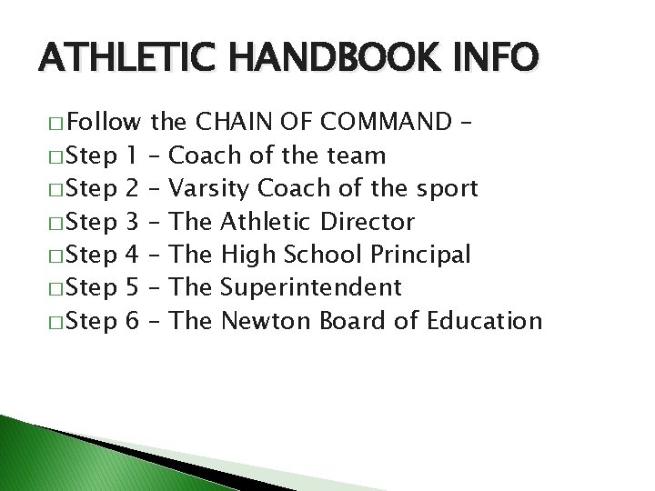 ATHLETIC HANDBOOK INFO � Follow � Step � Step 1 2 3 4 5 ATHLETIC HANDBOOK INFO � Follow � Step � Step 1 2 3 4 5