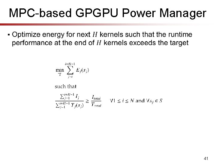 MPC-based GPGPU Power Manager § 41 