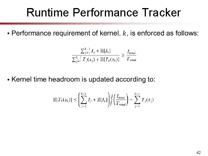 Runtime Performance Tracker § 42 