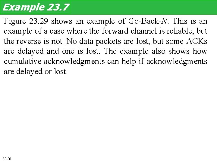 Example 23. 7 Figure 23. 29 shows an example of Go-Back-N. This is an