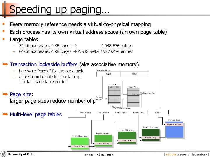 Speeding up paging… § Every memory reference needs a virtual-to-physical mapping § Each process