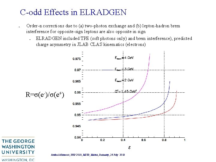C-odd Effects in ELRADGEN. Order-α corrections due to (a) two-photon exchange and (b) lepton-hadron C-odd Effects in ELRADGEN. Order-α corrections due to (a) two-photon exchange and (b) lepton-hadron