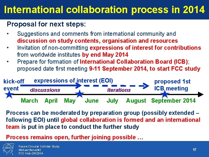 International collaboration process in 2014 Proposal for next steps: • • • Suggestions and