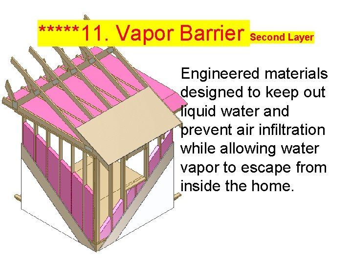 *****11. Vapor Barrier Second Layer Engineered materials designed to keep out liquid water and *****11. Vapor Barrier Second Layer Engineered materials designed to keep out liquid water and