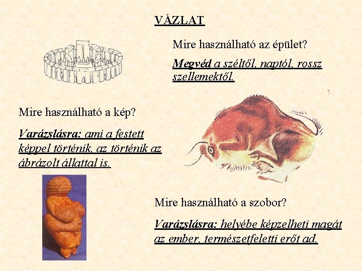 VÁZLAT Mire használható az épület? Megvéd a széltől, naptól, rossz szellemektől. Mire használható a