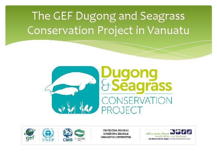 The GEF Dugong and Seagrass Conservation Project in Vanuatu PROTECTING DUGONGS CONSERVING SEAGRASS CHANGE